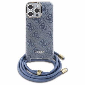 Guess Crossbody Cord 4G Print Suojakuori iPhone 16 Pro Max:lle - sininen