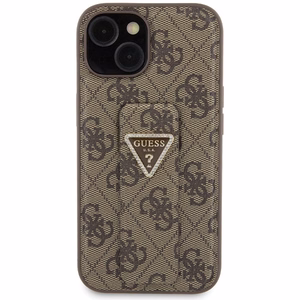 Guess Grip Stand 4G Triangle Strass Suojakuori iPhone 15:lle - ruskea