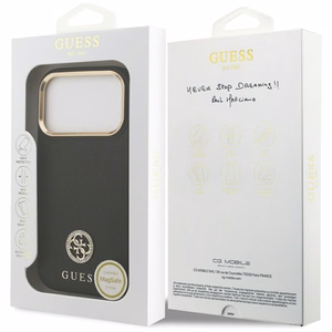 Guess Grained Strass Logo MagSafe Suojakuori iPhone 17 Prolle - musta