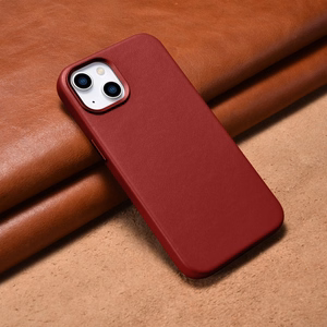 iCarer Case Leather case cover made of natural leather for iPhone 14 Plus red (compatible with MagSafe)