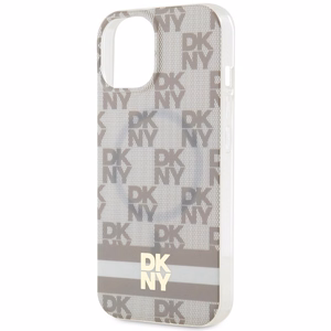 DKNY IML Ruudullinen Mono-kuvio ja Painetut Raidat MagSafe Suojakuori iPhone 15 / 14 / 13:lle - beige