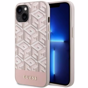 Guess GUHMP14MHGCFSEP iPhone 14 Plus 6.7 vaaleanpunainen/vaaleanpunainen suojakuori GCube Stripes MagSafe