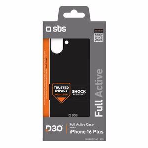 SBS Full Active D3O Case for iPhone 16 Plus - Black