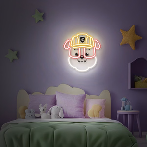 Riippuva neon LED Paw Patrol pleksilasilla - Rubble OW-130446