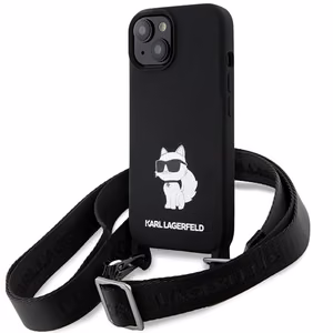 Karl Lagerfeld KLHCP15SSCBSCNK iPhone 15 6.1 kovakuori musta/musta Crossbody Silikoninen Choupette