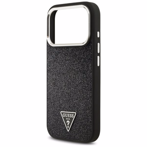 Guess Glitter Triangle Logo MagSafe suojakuori iPhone 17 Pro - musta