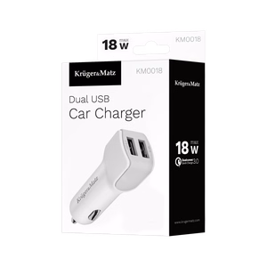 Kruger&Matz kahden USB-portin autolaturi, 3000 mA, Quick Charge 3.0