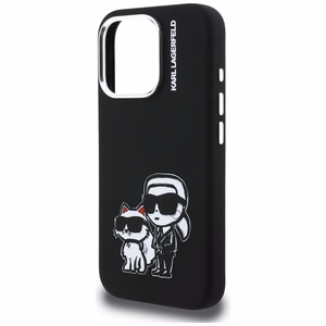 Karl Lagerfeld Silicone Karl&Choupette Sketch MagSafe Case for iPhone 16 Pro - Black