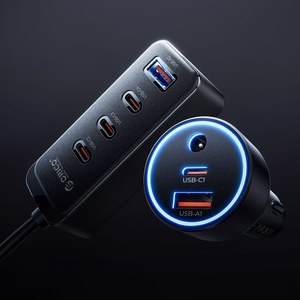 Orico ChargeClip 108W autolaturi 2x USB-A + 4x USB-C pidikkeellä - musta
