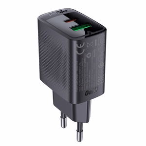 Acefast A78 GaN laturi USB-A / USB-C PD 20 W - musta
