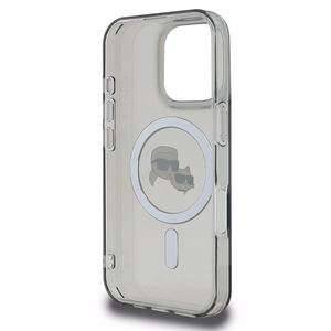 Karl Lagerfeld IML Metal Karl ja Choupette Head MagSafe Suojakuori iPhone 16 Pro Max:lle - Musta