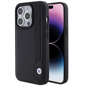 BMW Nahkainen Blue Dots iPhone 15 Pro Max Suojakuori - musta