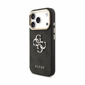 Case Guess PU Leather 4G Metal Logo Gold Frame Apple iPhone 18 Pro Max black
