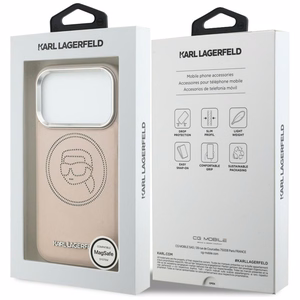 Karl Lagerfeld K Head Point Logo MagSafe Suojakuori iPhone 17 Prolle - Vaaleanpunainen