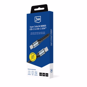 3mk Hyper Cable N-SERIES USB-C / USB-C 1.5m PD 3.0 QC 3.0 20V / 5A 100W - musta