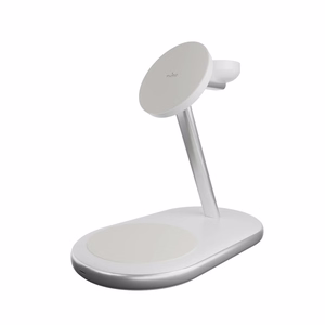 Puro Mag Station Qi2 3-in-1 Wireless Charger Compatible with MagSafe - White