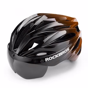 Rockbros pyöräilykypärä visiirillä ja irrotettavilla UV-suojalaseilla, unisex - musta/ruskea