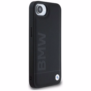 BMW Leather Hot Stamp iPhone 16e Suojakuori - Musta