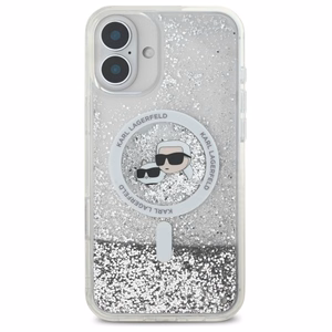 Karl Lagerfeld Suojakuori iPhone 16 6.1 KLHMP16SLGKCSGH Läpinäkyvä Kova Liquid Glitter Karl ja Choupette Head MagSafe