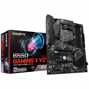 Gigabyte Mainboard AMD B550 SAM4 ATX DDR4 4 slots 3xPCIe 3.0 x1 1xPCIe 3.0 x2 1xPCIe 4.0 x16 2xM.2 1xDVI-D 1xHDMI 2xAudio-In 1xAudio-Out 2xUSB 2.0 4xUSB 3.2 1xPS/2 1xRJ45 B550GAMINGXV21.3