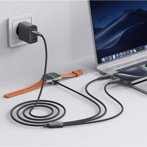 Acefast C6-11 USB-C 3-in-1 -kaapeli - 2x USB-C / Qi 480 Mb/s 100W 1,2 m - musta