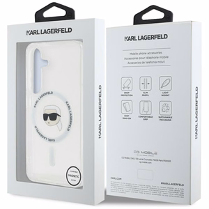 Karl Lagerfeld HC Magneettinen IML Metal K. Head Suojakuori Samsung Galaxy S25 Valkoinen