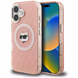 Karl Lagerfeld IML Choupette Head Logo MagSafe Suojakuori iPhone 16 - vaaleanpunainen