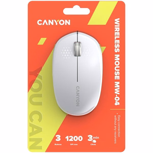 CANYON MW-04 molempikätinen langaton BT-hiiri, 1200 dpi, valkoinen