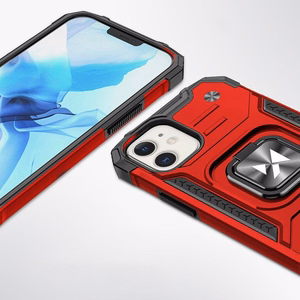 Wozinsky Ring Armor tapauksessa iPhone 14 panssaroitu kansi magneettinen haltija rengas punainen