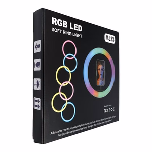 LED Ring Stream RGB-lamppu 12" Full Color Puhelinpidikkeellä ja Jalustalla - Musta