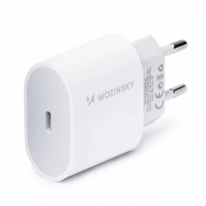 Laturi Wozinsky Quick Charge, valkoinen PD 20W + Type-C / Lightning valkoinen kaapeli 100cm