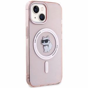 Karl Lagerfeld IML Choupette MagSafe Suojakuori iPhone 15:lle - vaaleanpunainen