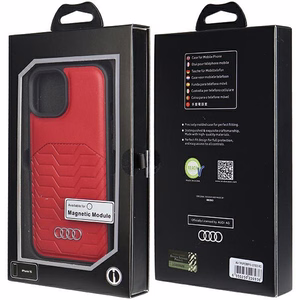 Audi Tekonahkainen Suojakuori MagSafella iPhone 15 / 14 / 13:lle - punainen