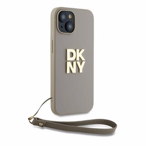 DKNY Wrist Strap Stock Logo Suojakuori iPhone 15 Plus:lle - Beige