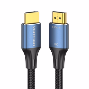Vention puuvillakudottu HDMI-A miesliitinkaapeli 8K 5 m, sininen, alumiiniseos