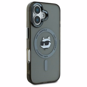 Karl Lagerfeld Suojakuori iPhone 16 6.1 KLHMP16SHLSCHK Musta Kova IML Metal Choupette Head MagSafe