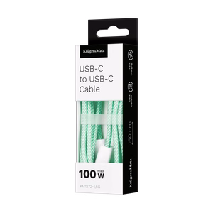Krüger&Matz Basic USB-C–USB-C-kaapeli, 100 W, 1,5 m, vihreä