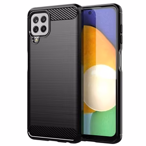 Carbon Case Joustava kansi TPU asia Samsung Galaxy A22 4G musta