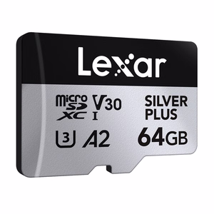 Lexar High-Performance Silver Plus microSDXC -muistikortti, 64 Gt + sovitin