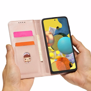 Magneettikorttikotelo Kotelo Samsung Galaxy A12 5G pussi lompakko kortin haltija vaaleanpunainen
