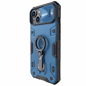 Nillkin CamShield Armor Pro Case iPhone 14 Plus panssaroitu suojus, jossa kameran suojus rengas jalusta sininen