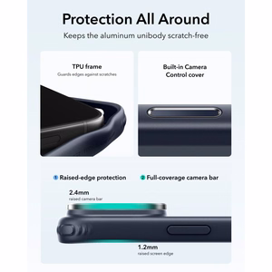 ESR Classic Hybrid MagSafe -suojakuori telineellä iPhone 18 Pro / 17 Pro -malleille, tummansininen