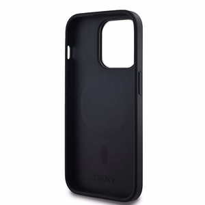 DKNY Nahkainen Checkered Mono Pattern MagSafe Suojakuori iPhone 14 Pro:lle - Musta
