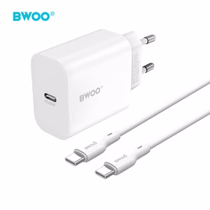 BWOO seinälaturi CDA233 PD 20W 1x USB-C USB-C - USB-C kaapelilla valkoinen