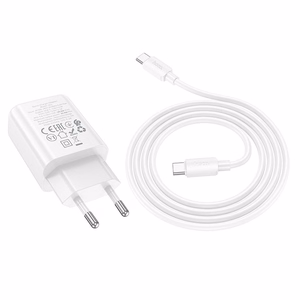 Phone charger Hoco USB C QC PD 30W + cable USB C to USB C N62 white