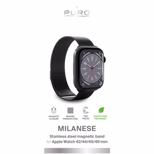 Puro 'MILANESE' Watch band for Apple Watch 42-44-45-49m, black