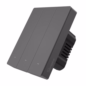 SONOFF M5-3C-80 älykäs Wi-Fi-seinäkytkin (3-kanavainen, kehykseen, grafiitti)