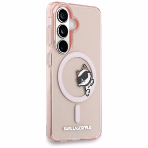 Karl Lagerfeld suojakuori IML Peekaboo Choupette MagSafe Samsung Galaxy S26:lle pinkki