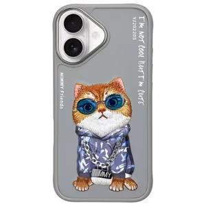 Nimmy Glasses Cool Cat iPhone 16 Suojakuori - harmaa
