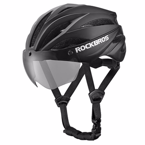 Rockbros pyöräilykypärä visiirillä ja irrotettavilla UV-suojalaseilla, unisex - musta/ruskea